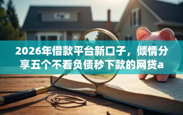 2026年借款平台新口子，倾情分享五个不看负债秒下款的网贷app