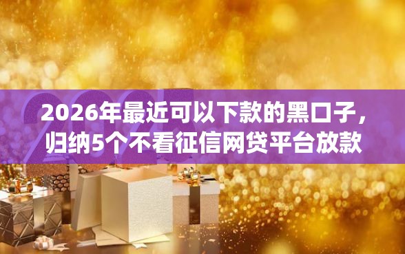 2026年最近可以下款的黑口子，归纳5个不看征信网贷平台放款快的app