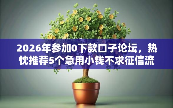 2026年参加0下款口子论坛，热忱推荐5个急用小钱不求征信流水轻松贷的软件