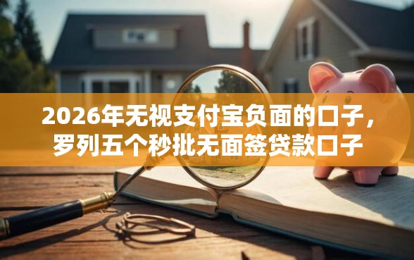 2026年无视支付宝负面的口子，罗列五个秒批无面签贷款口子