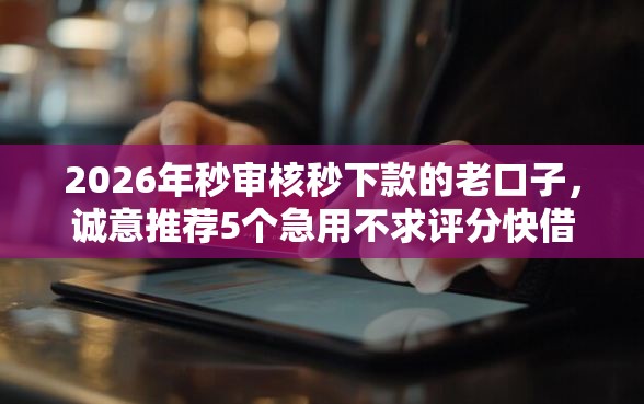 2026年秒审核秒下款的老口子，诚意推荐5个急用不求评分快借无忧的软件