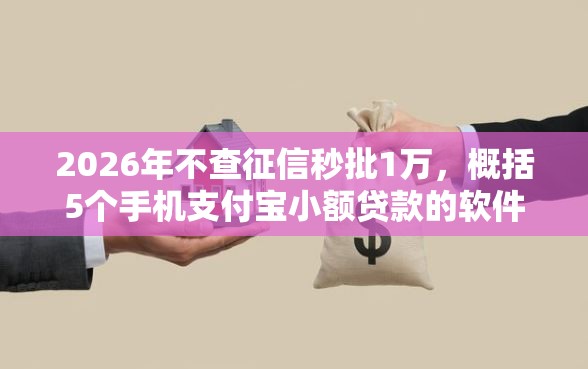 2026年不查征信秒批1万，概括5个手机支付宝小额贷款的软件