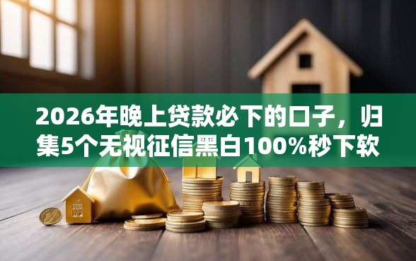 2026年晚上贷款必下的口子，归集5个无视征信黑白100%秒下软件