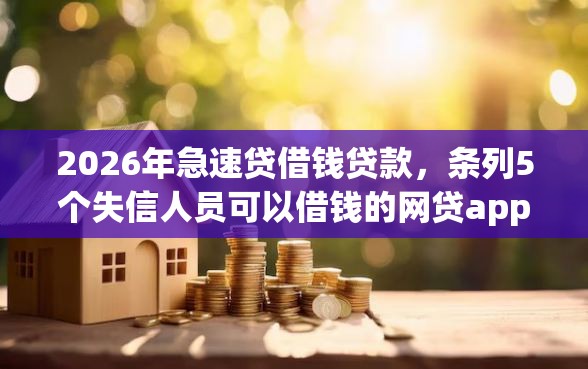 2026年急速贷借钱贷款，条列5个失信人员可以借钱的网贷app