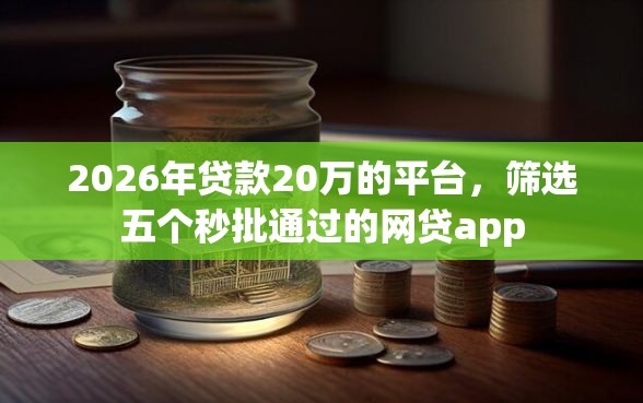 2026年贷款20万的平台，筛选五个秒批通过的网贷app