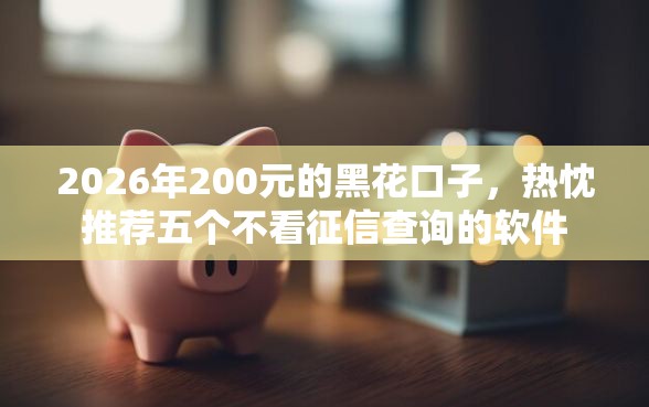 2026年200元的黑花口子，热忱推荐五个不看征信查询的软件