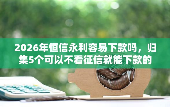 2026年恒信永利容易下款吗，归集5个可以不看征信就能下款的平台