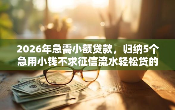 2026年急需小额贷款，归纳5个急用小钱不求征信流水轻松贷的软件