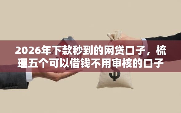 2026年下款秒到的网贷口子，梳理五个可以借钱不用审核的口子