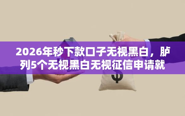 2026年秒下款口子无视黑白，胪列5个无视黑白无视征信申请就下款的口子