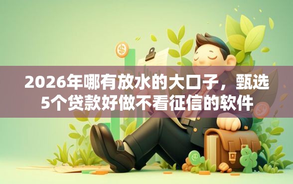 2026年哪有放水的大口子，甄选5个贷款好做不看征信的软件