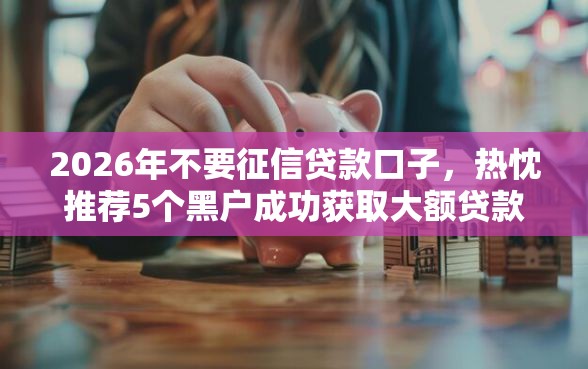 2026年不要征信贷款口子，热忱推荐5个黑户成功获取大额贷款的平台