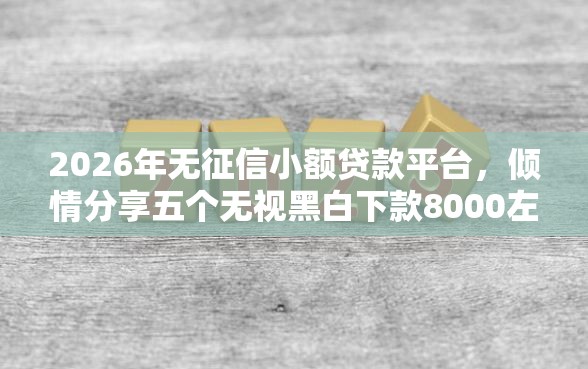 2026年无征信小额贷款平台，倾情分享五个无视黑白下款8000左右的口子