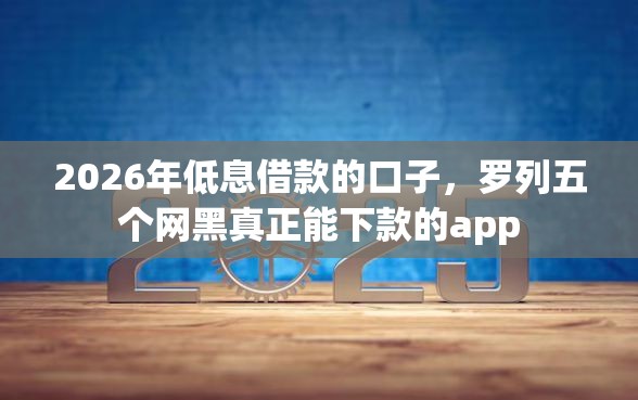 2026年低息借款的口子，罗列五个网黑真正能下款的app