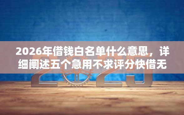 2026年借钱白名单什么意思，详细阐述五个急用不求评分快借无忧的平台