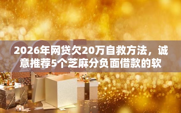 2026年网贷欠20万自救方法，诚意推荐5个芝麻分负面借款的软件
