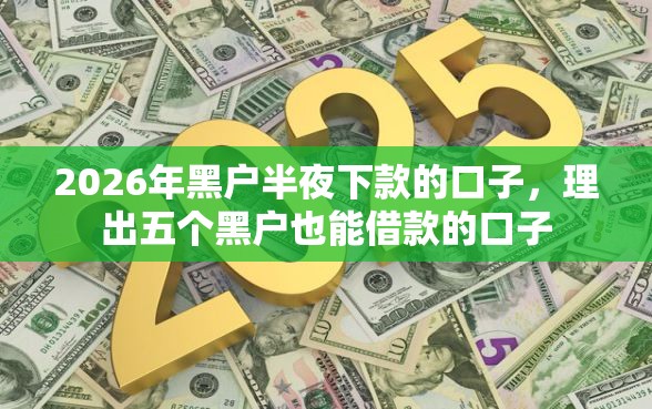 2026年黑户半夜下款的口子，理出五个黑户也能借款的口子