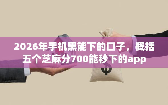 2026年手机黑能下的口子，概括五个芝麻分700能秒下的app