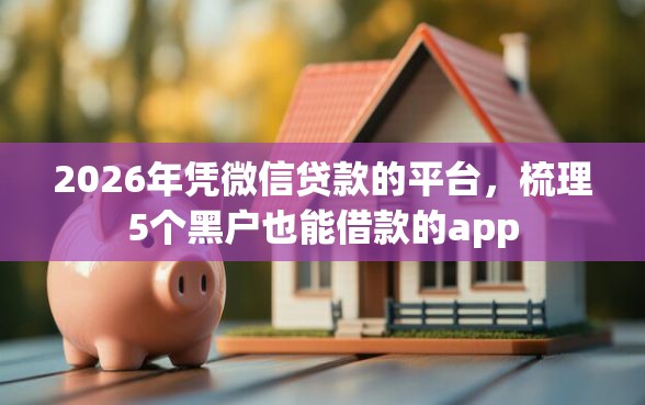 2026年凭微信贷款的平台，梳理5个黑户也能借款的app