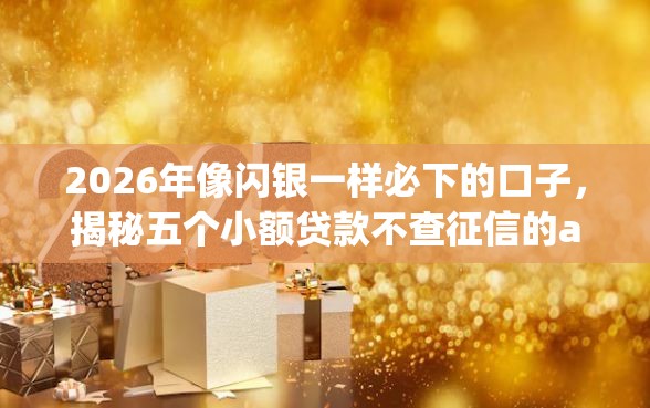 2026年像闪银一样必下的口子，揭秘五个小额贷款不查征信的app