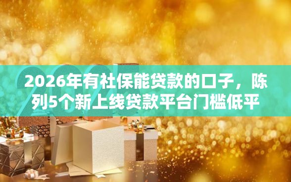2026年有社保能贷款的口子，陈列5个新上线贷款平台门槛低平台