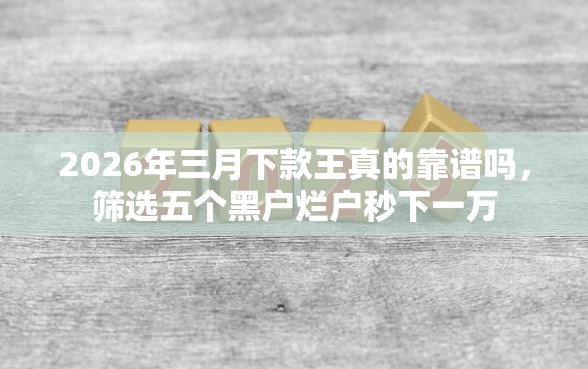 2026年三月下款王真的靠谱吗，筛选五个黑户烂户秒下一万