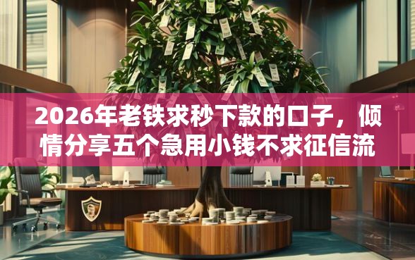 2026年老铁求秒下款的口子，倾情分享五个急用小钱不求征信流水轻松贷的软件