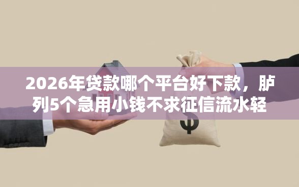 2026年贷款哪个平台好下款，胪列5个急用小钱不求征信流水轻松贷的平台