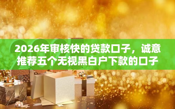 2026年审核快的贷款口子，诚意推荐五个无视黑白户下款的口子