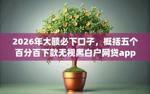 2026年大额必下口子，概括五个百分百下款无视黑白户网贷app