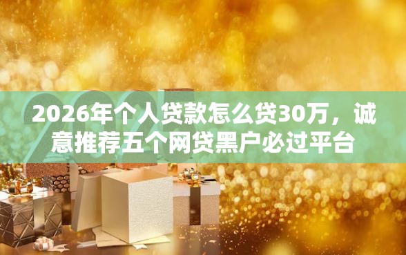 2026年个人贷款怎么贷30万，诚意推荐五个网贷黑户必过平台