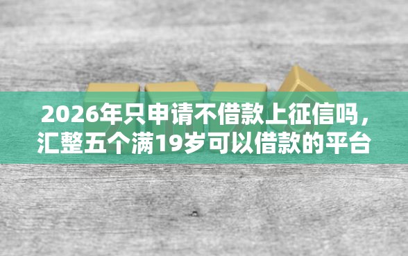 2026年只申请不借款上征信吗，汇整五个满19岁可以借款的平台