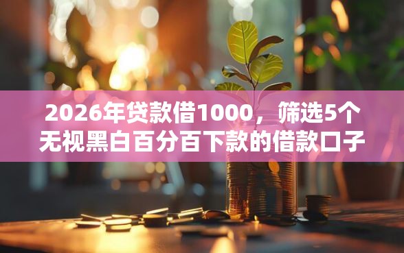 2026年贷款借1000，筛选5个无视黑白百分百下款的借款口子