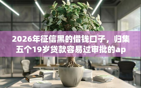 2026年征信黑的借钱口子，归集五个19岁贷款容易过审批的app