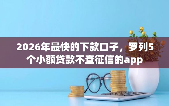 2026年最快的下款口子，罗列5个小额贷款不查征信的app