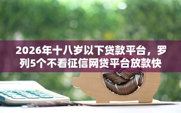 2026年十八岁以下贷款平台，罗列5个不看征信网贷平台放款快的平台