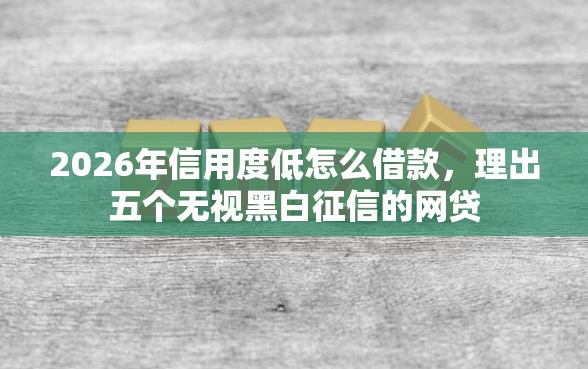 2026年信用度低怎么借款，理出五个无视黑白征信的网贷