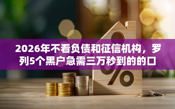2026年不看负债和征信机构，罗列5个黑户急需三万秒到的的口子