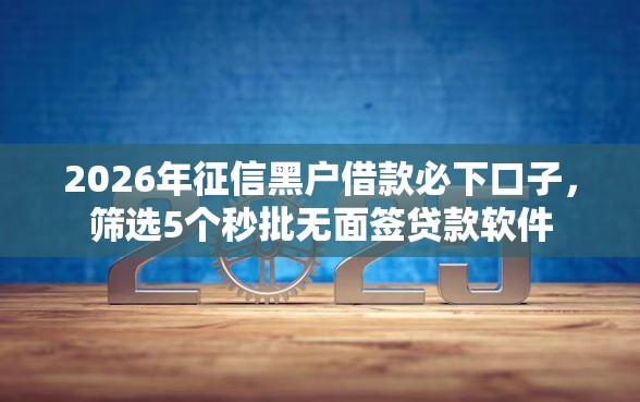 2026年征信黑户借款必下口子，筛选5个秒批无面签贷款软件