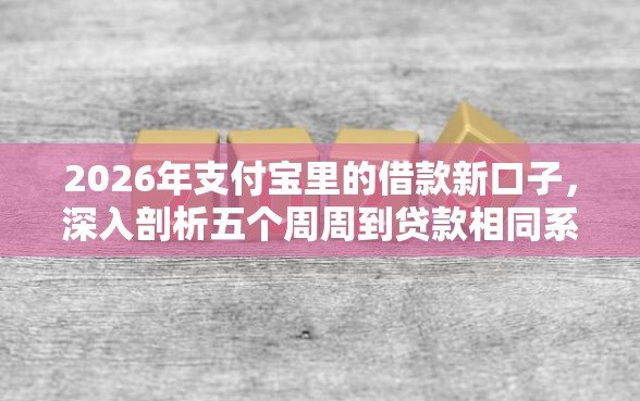 2026年支付宝里的借款新口子，深入剖析五个周周到贷款相同系列的平台