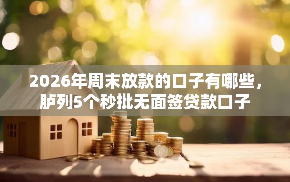 2026年周末放款的口子有哪些，胪列5个秒批无面签贷款口子