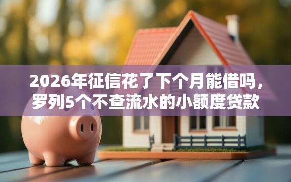 2026年征信花了下个月能借吗，罗列5个不查流水的小额度贷款软件