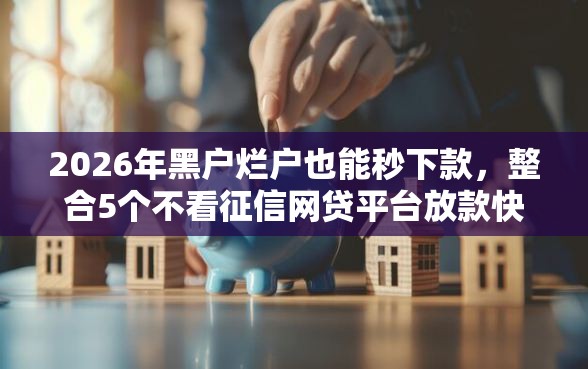 2026年黑户烂户也能秒下款，整合5个不看征信网贷平台放款快的口子