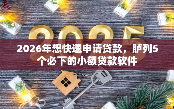 2026年想快速申请贷款，胪列5个必下的小额贷款软件