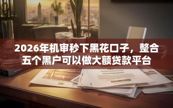 2026年机审秒下黑花口子，整合五个黑户可以做大额贷款平台