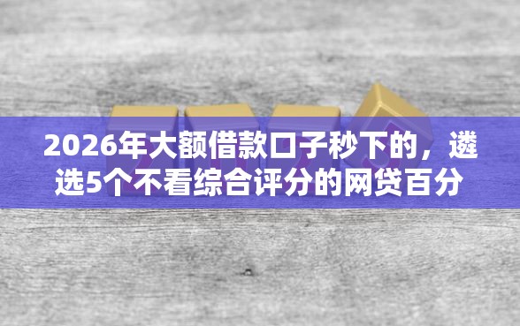 2026年大额借款口子秒下的，遴选5个不看综合评分的网贷百分百下款口子