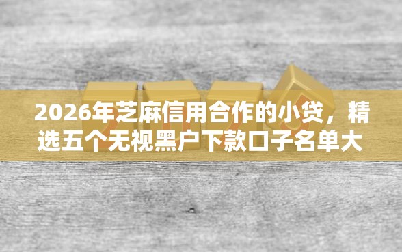 2026年芝麻信用合作的小贷，精选五个无视黑户下款口子名单大全