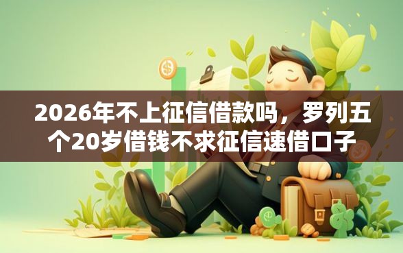 2026年不上征信借款吗，罗列五个20岁借钱不求征信速借口子