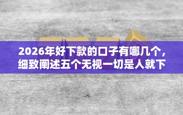 2026年好下款的口子有哪几个，细致阐述五个无视一切是人就下款的口子