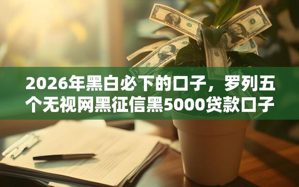 2026年黑白必下的口子，罗列五个无视网黑征信黑5000贷款口子